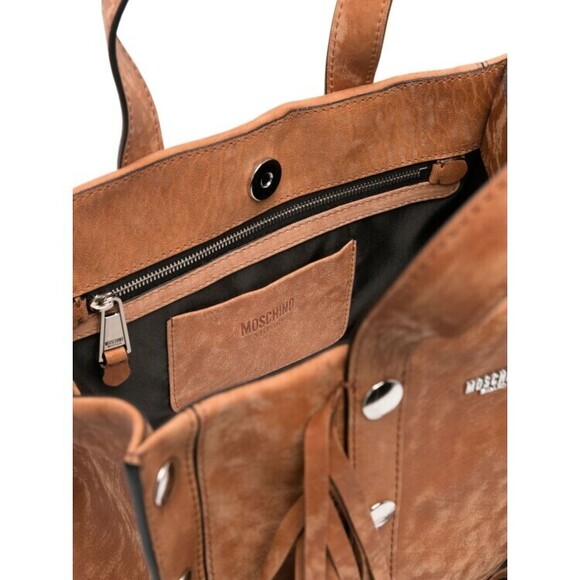Moschino Fringe-Embellished Rectangular Brown Suede Bag - NWT - Picture 5 of 5
